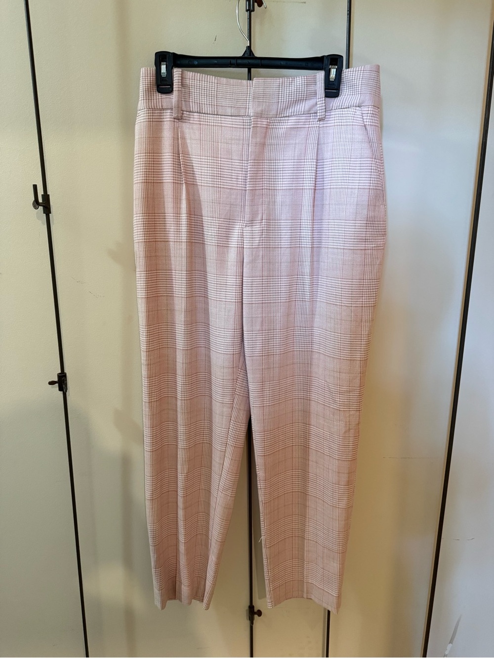 Zara Pale Pink Windowpane Plaid Skirt